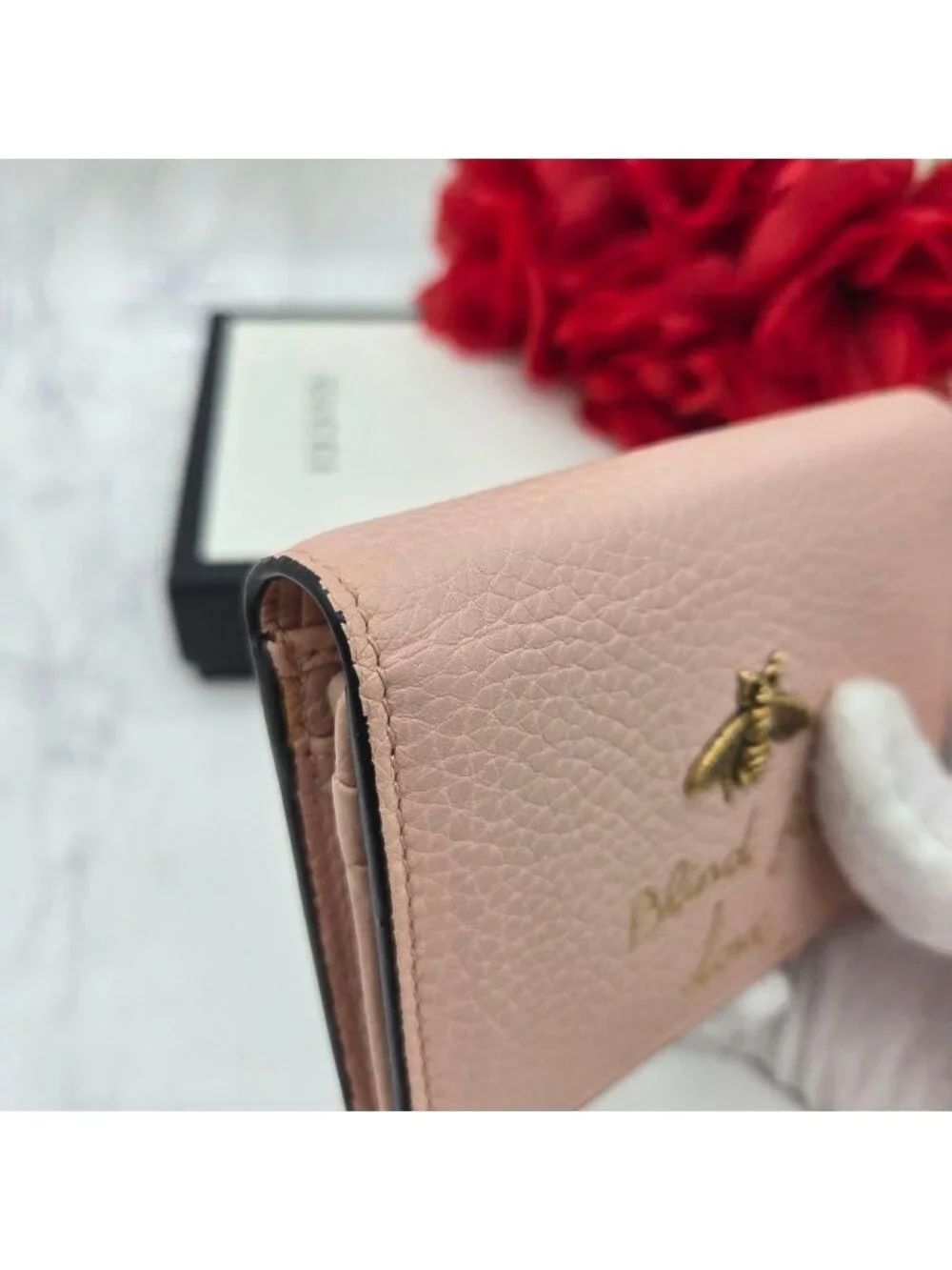 Gucci Fold Wallet Animalier Bee Leather